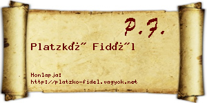 Platzkó Fidél névjegykártya